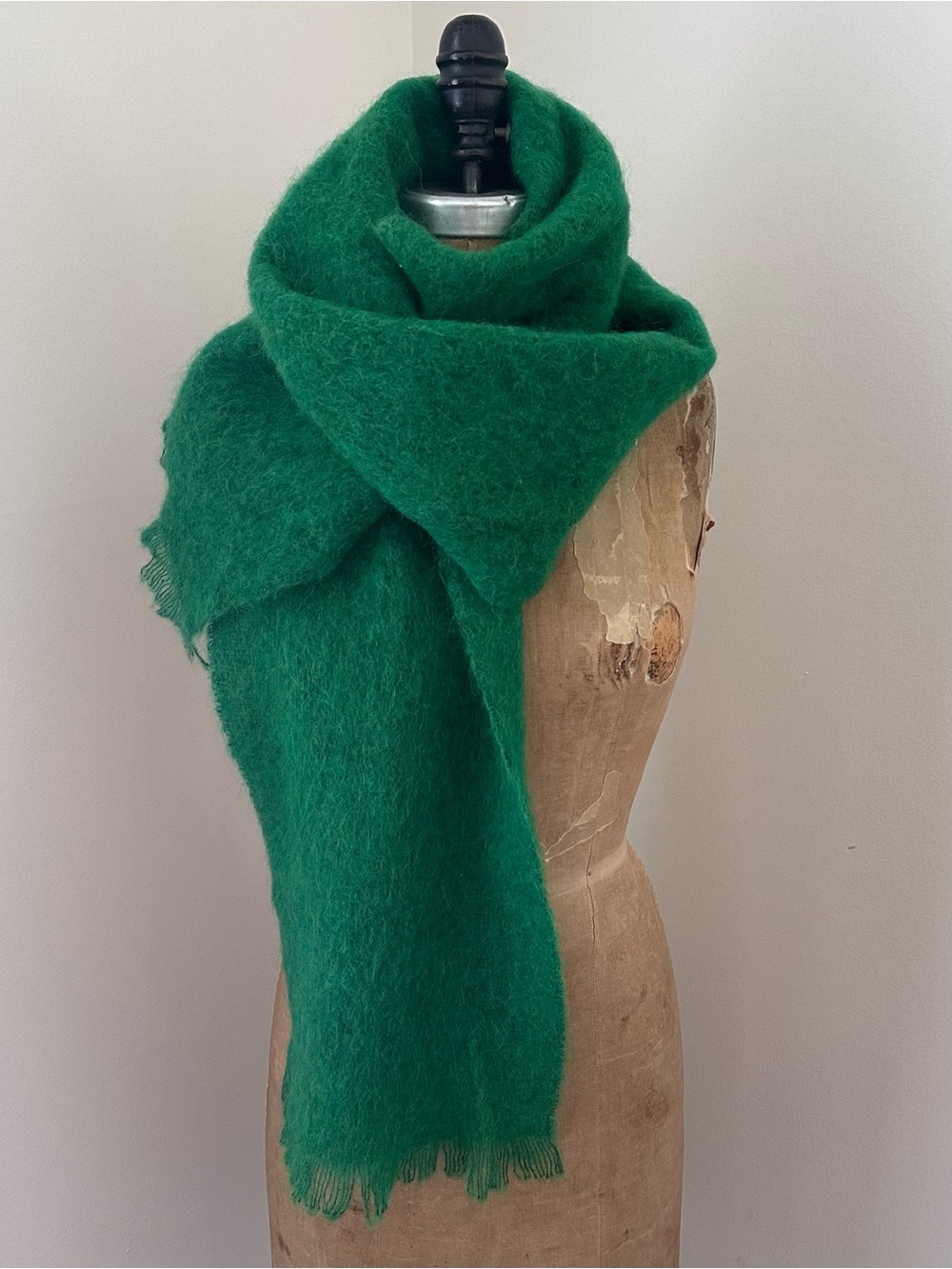 Baum Und Pferdgarten Scarf Wrap Green Mohair Wool Alpaca 11” X 80”‎ Italy